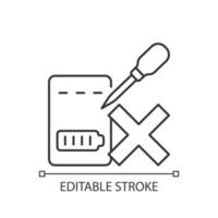 Dont puncture powerbank linear manual label icon vector