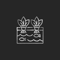 Aquaponics chalk white icon on dark background vector