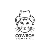 Cowboy cat logo template design vector icon illustration.