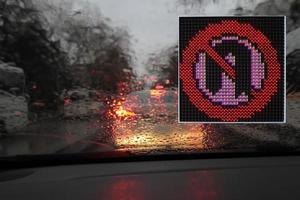 Colorful traffic warning and guidance signs made with LED lights.