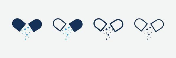 Conjunto de iconos de farmacia médica símbolo aislado en ilustración de estilo diferente vector