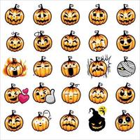 Set of halloween pumpkins on white background vector