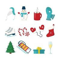 Cartoon Winter Objects Collection vector