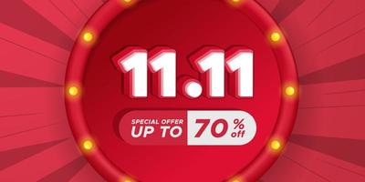 11.11 sale offer banner discount promotion single's day vector