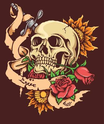50 Best Skull  Roses Tattoos For Women and Men