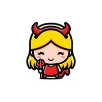 cute girl wearing devil costume vector