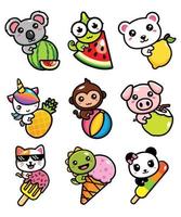 cute summer animal cartoon bundle set vector