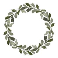 watercolor paint wreath of green leaf frame vector