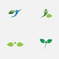 people leaf logo vector illustration design template