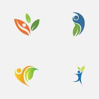 people leaf logo vector illustration design template