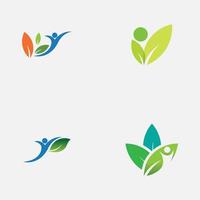 people leaf logo vector illustration design template