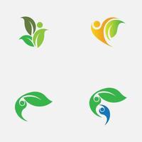 people leaf logo vector illustration design template