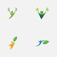 people leaf logo vector illustration design template