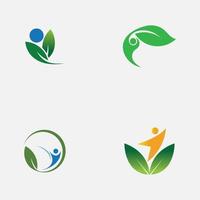 people leaf logo vector illustration design template