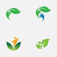 people leaf logo vector illustration design template