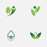 people leaf logo vector illustration design template