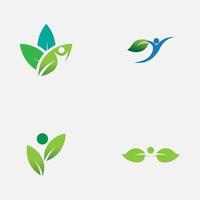 people leaf logo vector illustration design template