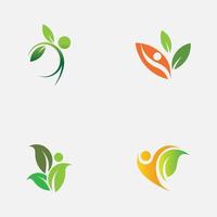 people leaf logo vector illustration design template