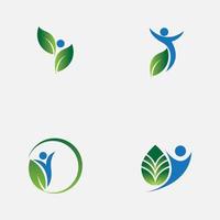 people leaf logo vector illustration design template