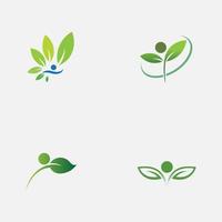 people leaf logo vector illustration design template