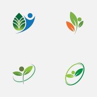 people leaf logo vector illustration design template