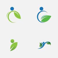 people leaf logo vector illustration design template