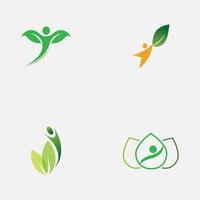 people leaf logo vector illustration design template