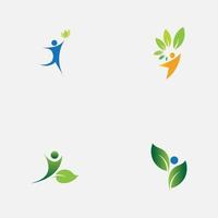 people leaf logo vector illustration design template