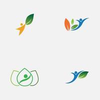 people leaf logo vector illustration design template