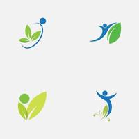 people leaf logo vector illustration design template