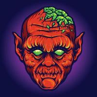 Red Devil Out Brains Creepy Illustrations vector