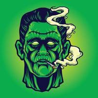 Frankenstein Smoking Cannabis Halloween Illustrations vector