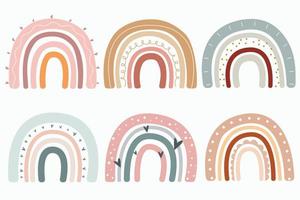 Cute Pastel Color Rainbows Set vector