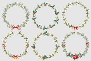 Watercolor Christmas Wreaths Set vector
