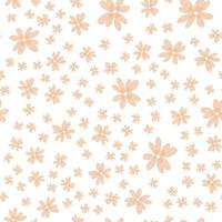 Vector floral pattern in doodle style with flowers and leaves. Gentle, spring floral background.