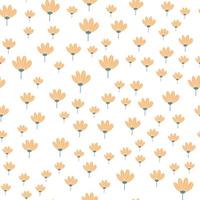 Vector floral pattern in doodle style with flowers and leaves. Gentle, spring floral background.