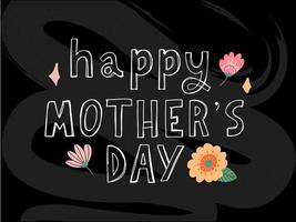 Happy Mothers day greeting card with typographic design and floral elements. Vector illustration. Paper cut style with blooming flowers, leaves and abstract shapes on white background. The best mom.