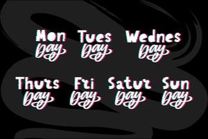 Names of days of the week, vintage grunge typographic, uneven stamp style lettering for your calendar designs vector