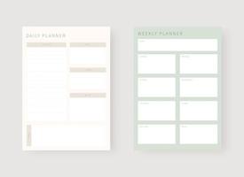 plantilla de planificador diario. conjunto de planificador y lista de tareas pendientes. vector