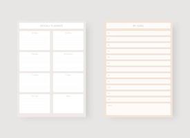 Weekly planner template. Set of planner and to do list. vector