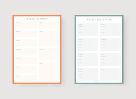 Weekly planner template. Set of planner and to do list. vector