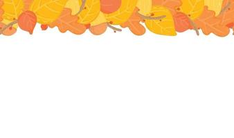 autumn leaves seamless background, border with autumn leafes, branches vector