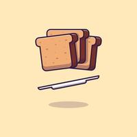 Ilustración de icono de vector de dibujos animados de pan volador, concepto de icono de comida aislado.