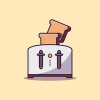 Toaster and bread cartoon vector illustration