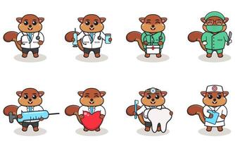 Cute Character Cartoon of Squirrel Doctor vector