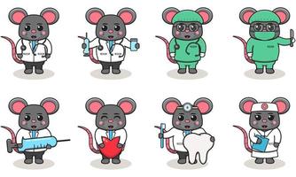 Vector illustration of Cute Cartoon of Mouse Doctor.