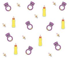 children's pattern of rattles,teats and food bottles vector