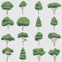 Simplicity tree freehand pixel flat design collection. vector