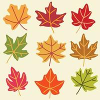 Collection of simplicity maple leaf freehand drawing flat design. vector