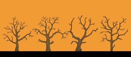 simplicidad colección de halloween árbol muerto dibujo a mano alzada diseño plano. vector